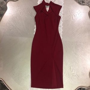 Long red dress with slit